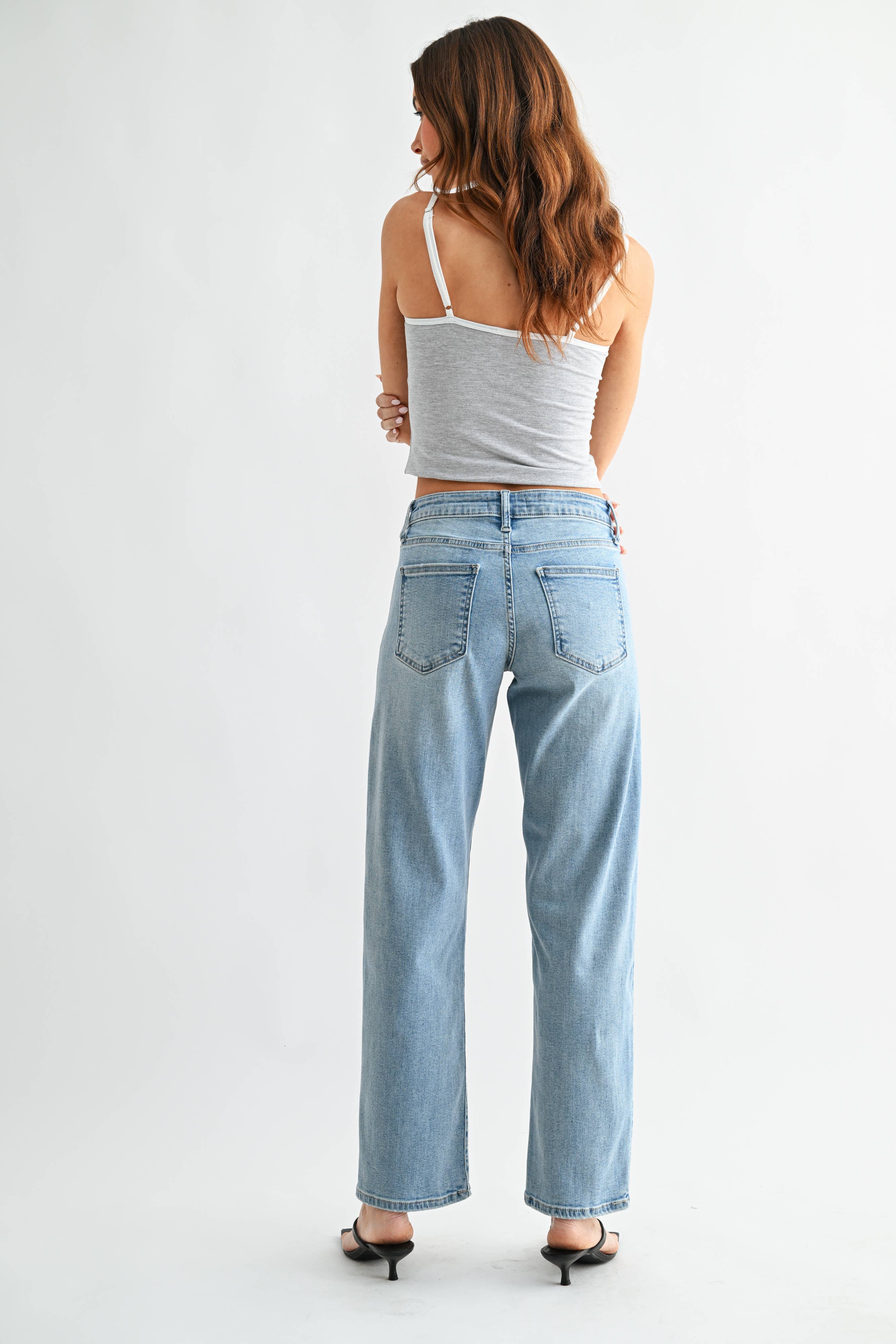 Light Denim Bowed Straight Leg Jean