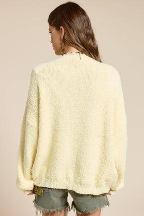 Butter Scallop Trim Fluffy Knit Cardigan