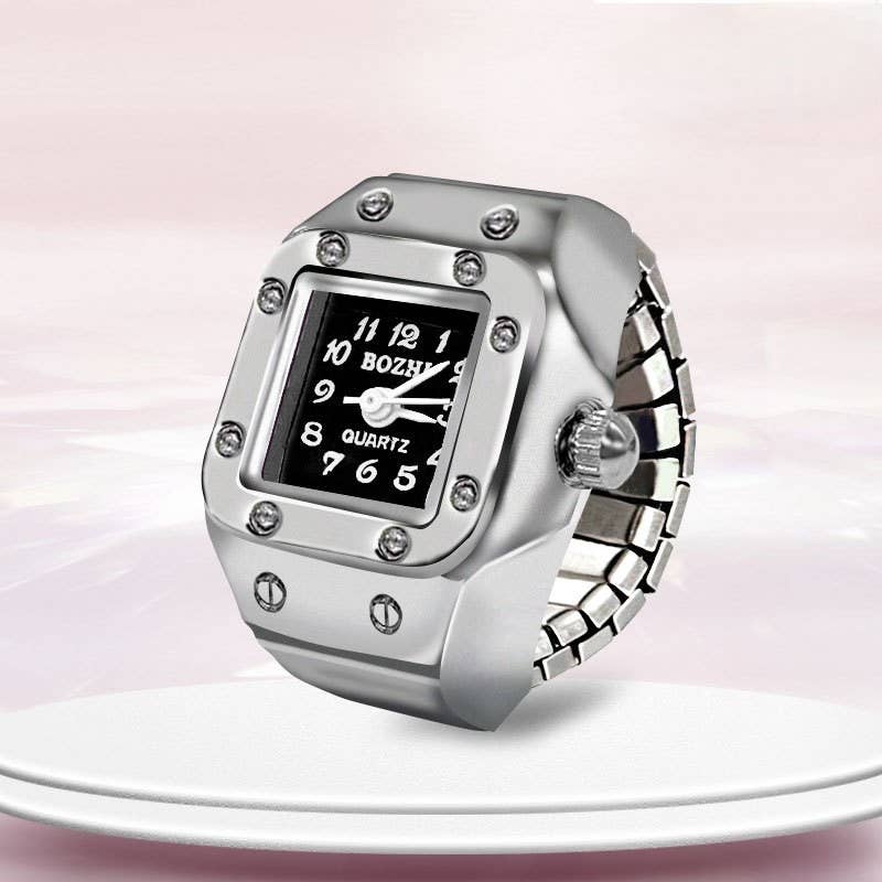 Silver Stainless Steel Ring-Shaped Watch Design