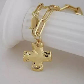 Gold Hammered Cross Necklace