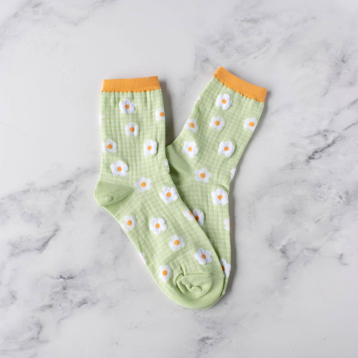 Lime Spring Blooming Flower Socks