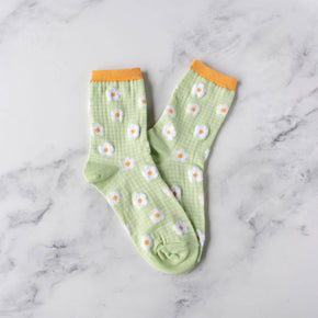 Lime Spring Blooming Flower Socks
