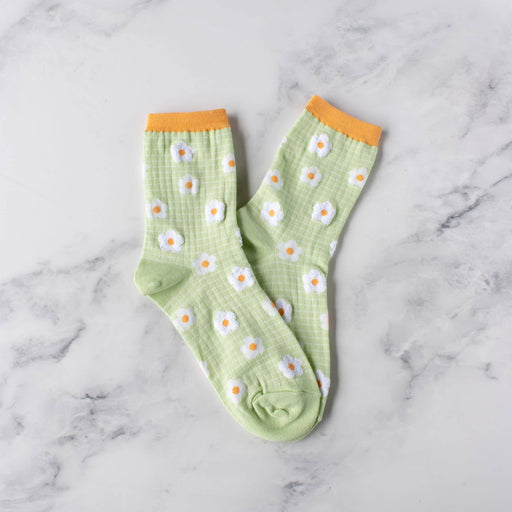 Lime Spring Blooming Flower Socks