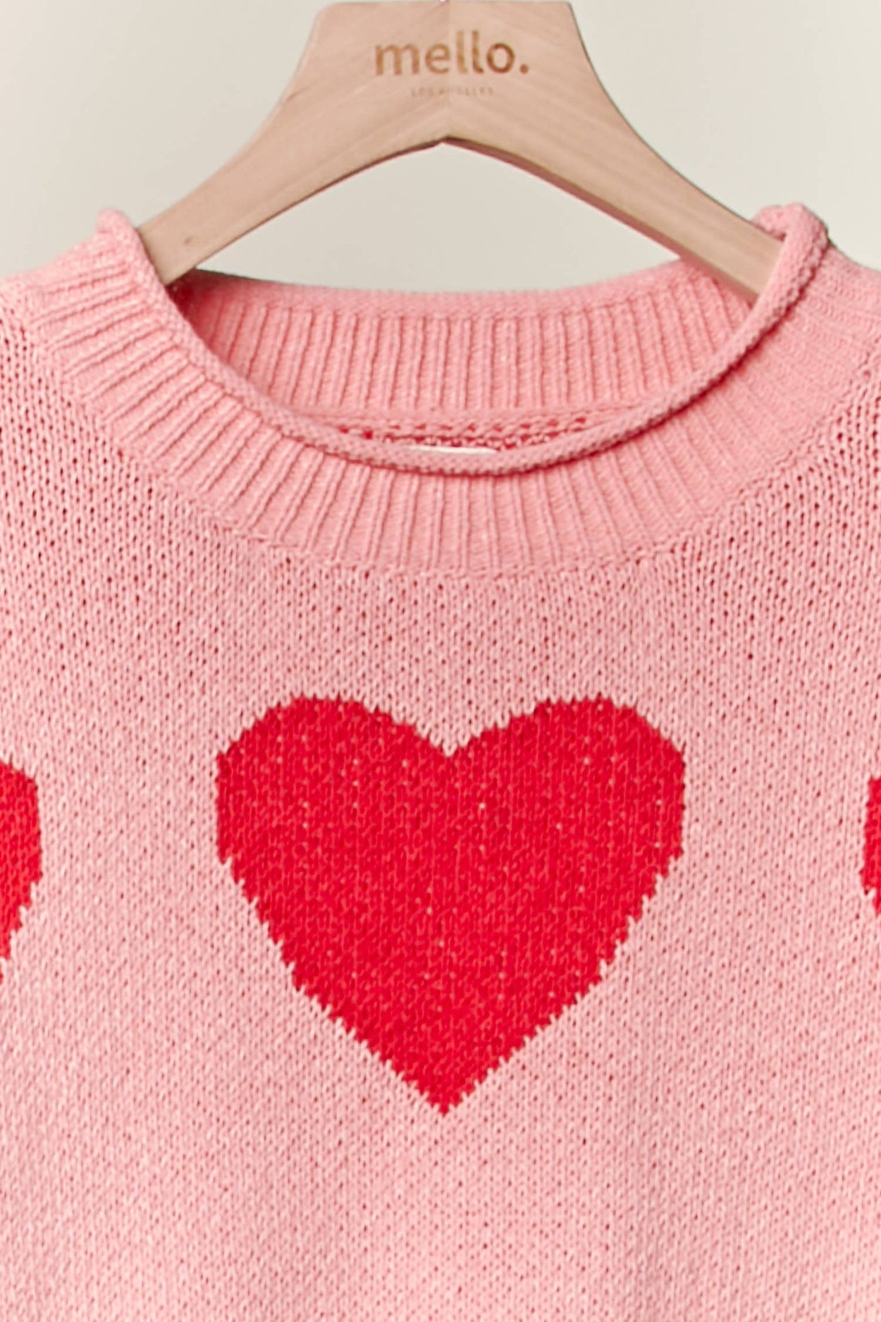 Pink Heart Patched Loose Fit Sweater