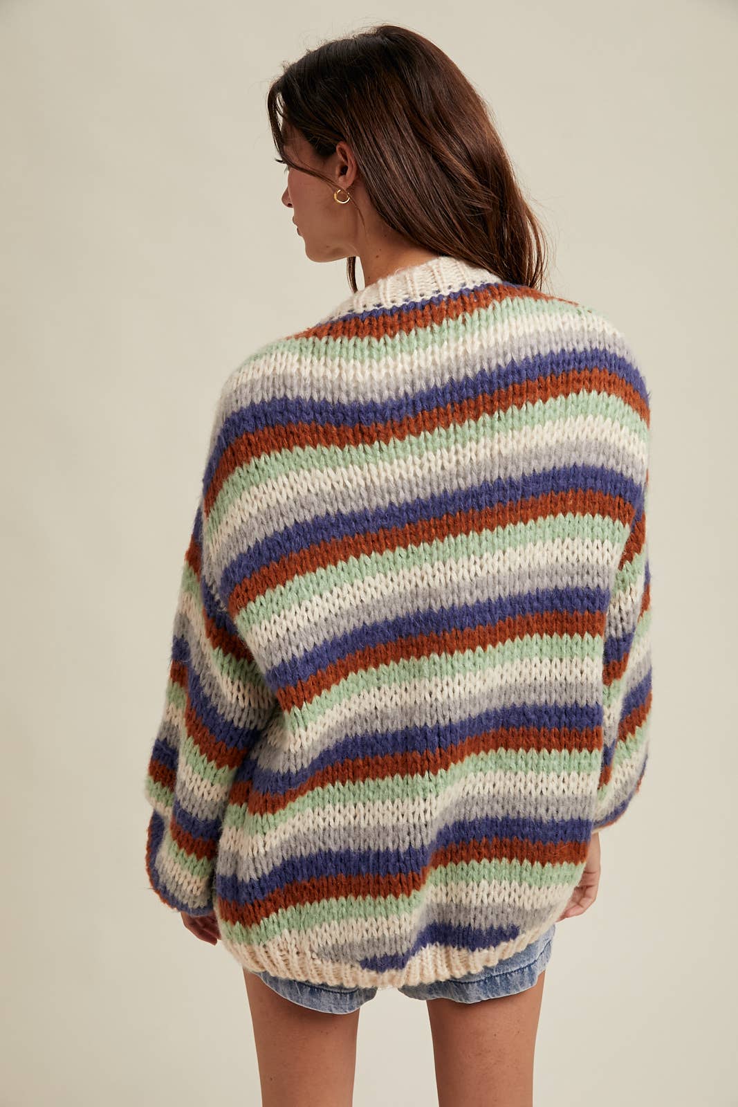 Multi-Striped Sweater Cardigan