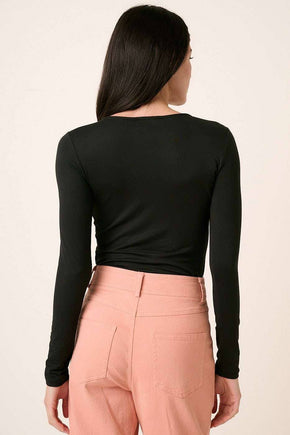 Black Round Neck Long Sleeve Knit Top