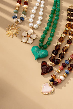 Brown Handmade Chunky Bead Necklace