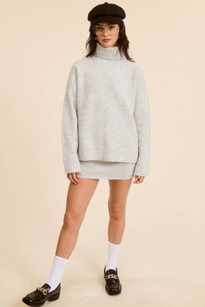 Heather Grey Knit Mini Skirt