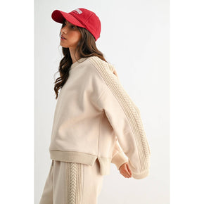 Beige Cable Knit Trim Bottoms