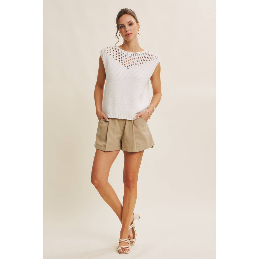 Ivory Open Knit Sweater Top