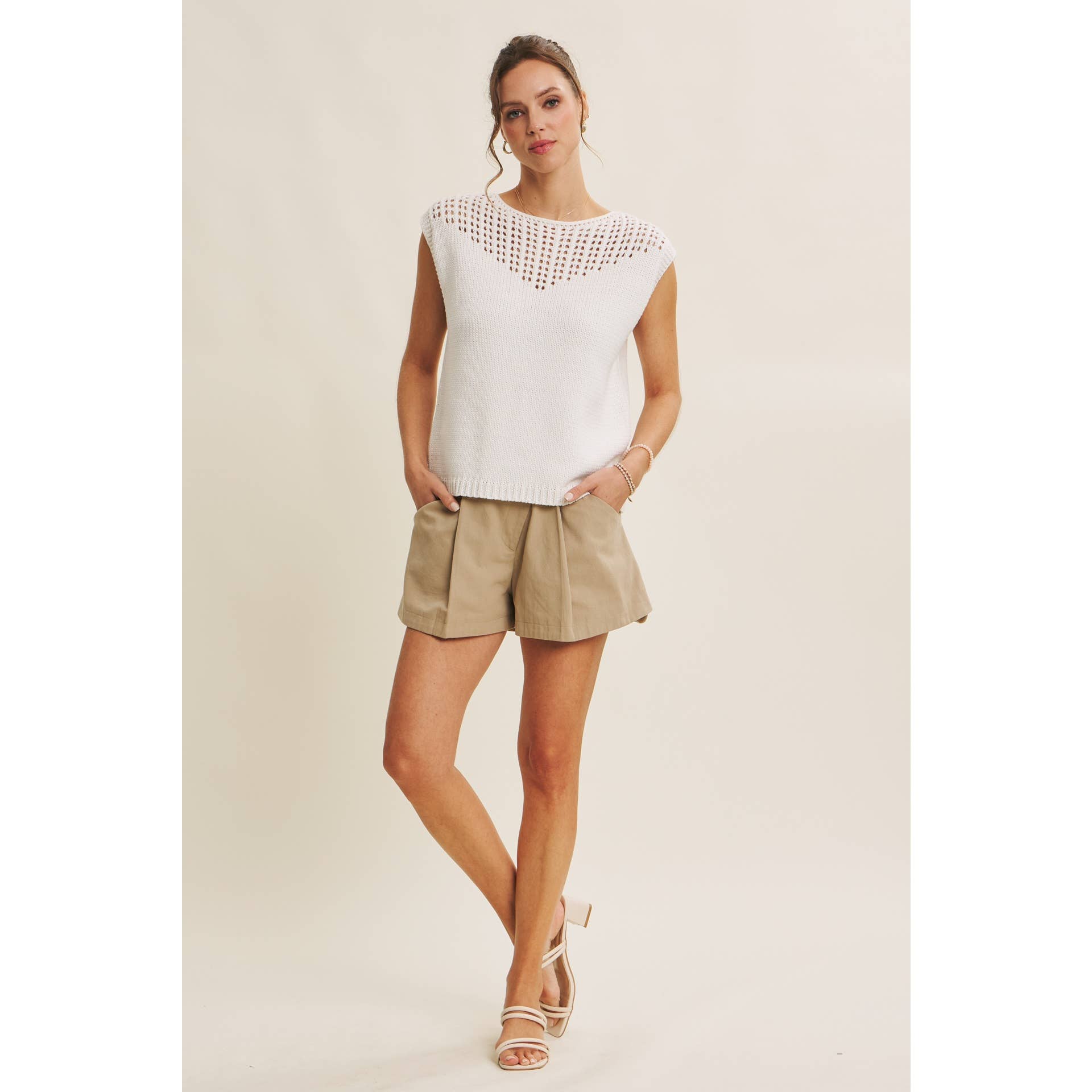 Ivory Open Knit Sweater Top