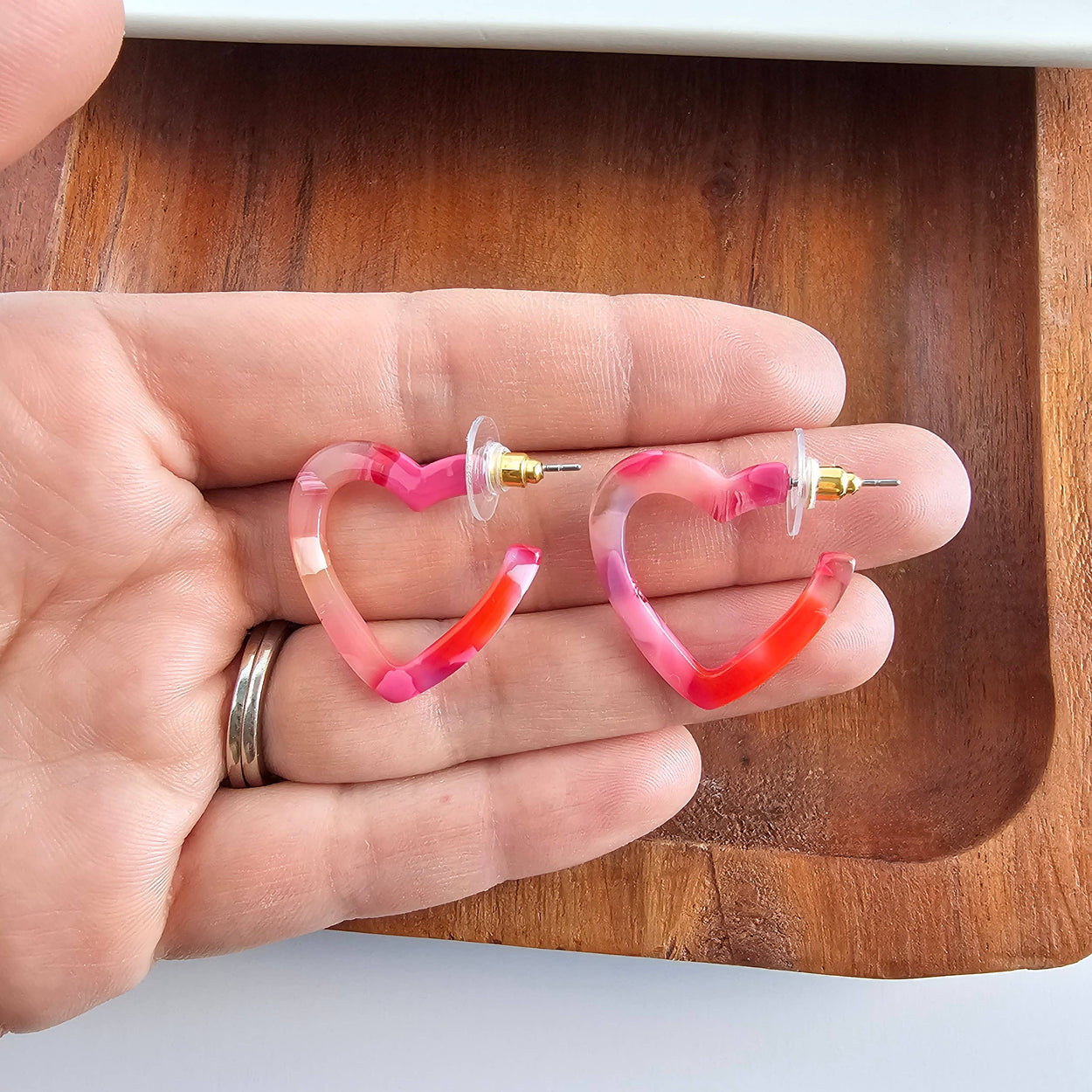 Tickled Pink Mini Heart Hoops