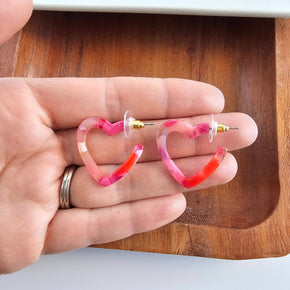 Tickled Pink Mini Heart Hoops