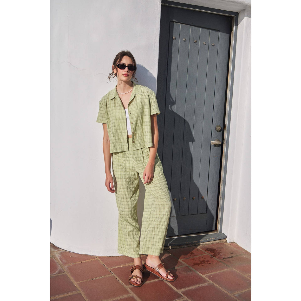 Sage Pleated Wide Leg Ankle Pants