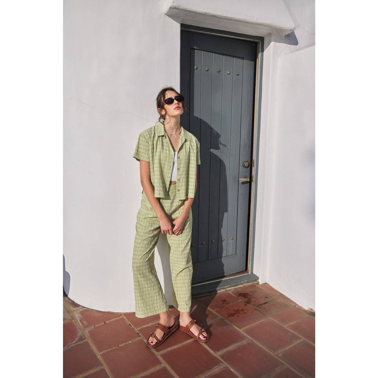 Sage Pleated Wide Leg Ankle Pants