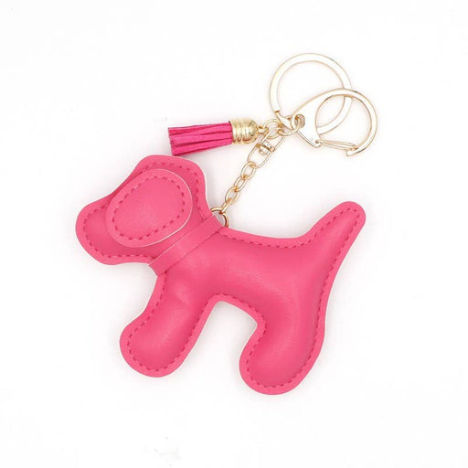 Hot Pink Vegan Leather Dog Bag Charm Keychain