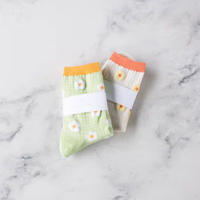Lime Spring Blooming Flower Socks