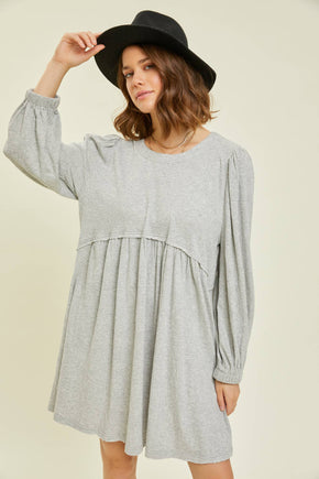 Plus Heather Grey Knit Babydoll Dress