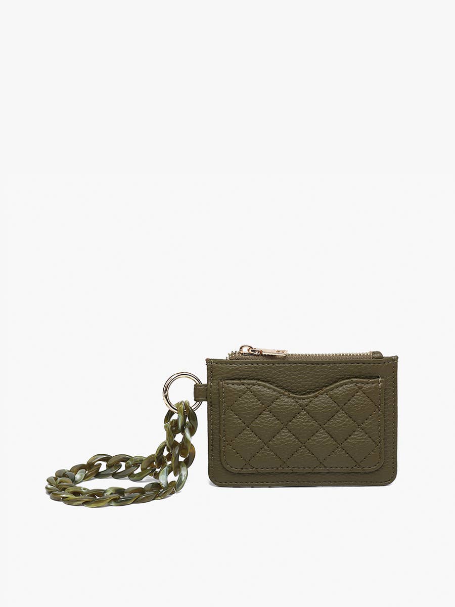 Dark Olive Rhodes Quilted Wallet With Chain Bangle
