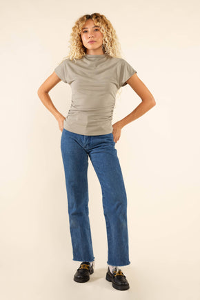 Plus Dusty Sage Ruched Top