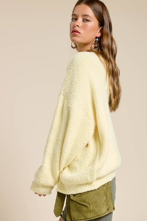 Butter Scallop Trim Fluffy Knit Cardigan