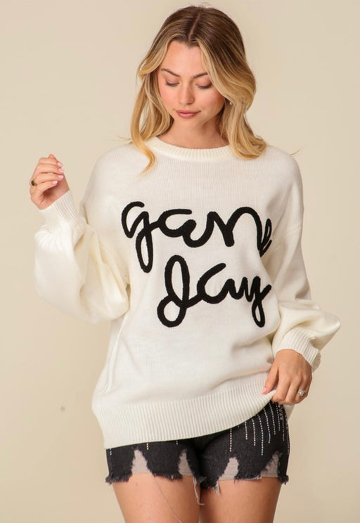 White & Black Gameday Sweater