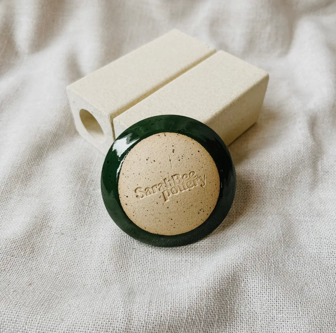 Mini Green Speckled Flower Ceramic Dish