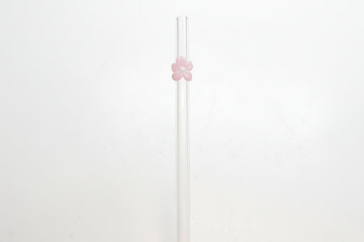 Glass Straw With Pink Flower