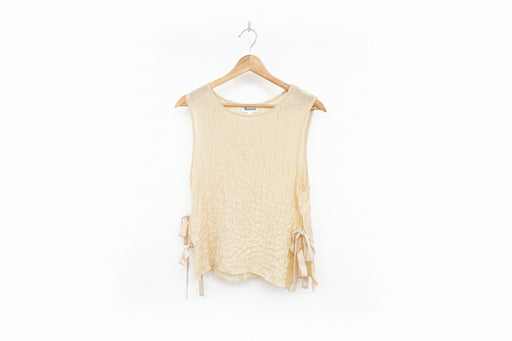 Custard Cream Crinkle Texture Side Tying Tank