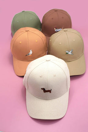 Tan Bird Embroidered Cap