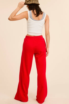 Red Wide Leg Sweatpants