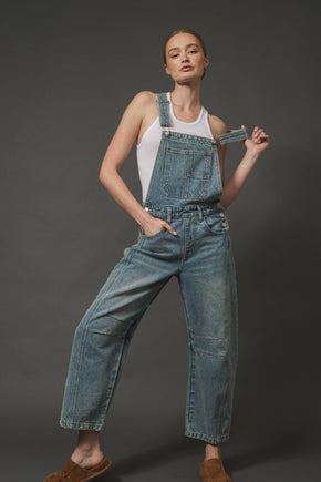 Grey Wash Relax Fit Denim Overall