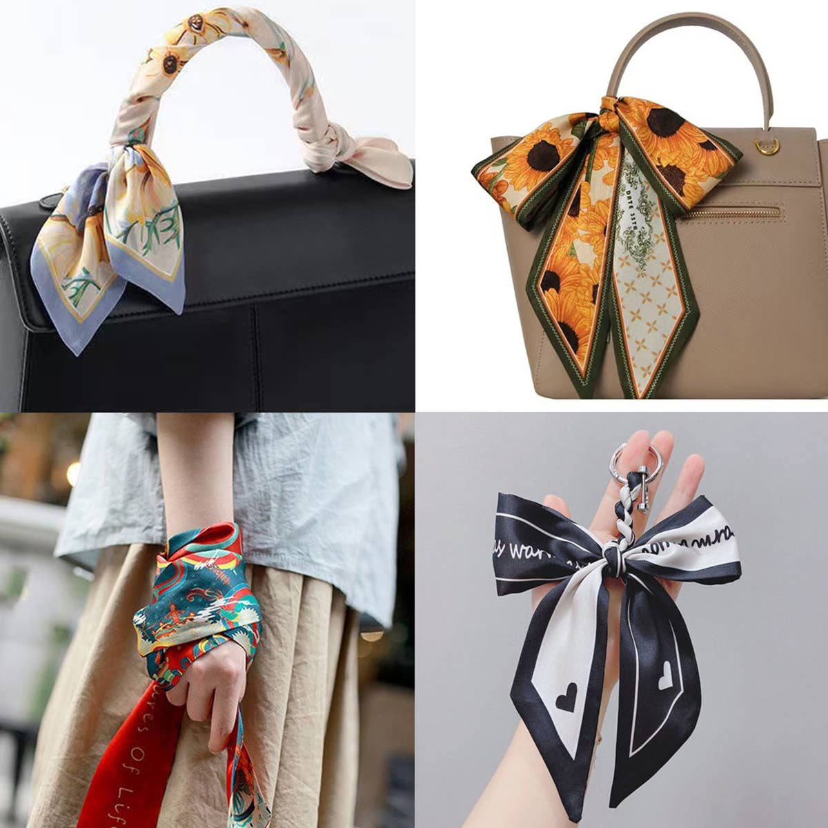 Red Chic Floral Letter Twilly Scarf