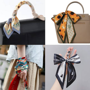 Coffee Chic Floral Letter Twilly Scarf