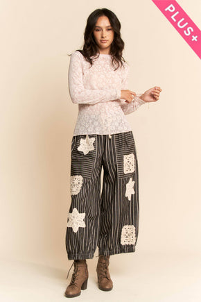 Plus Lavender Long Sleeve Floral Mesh Top