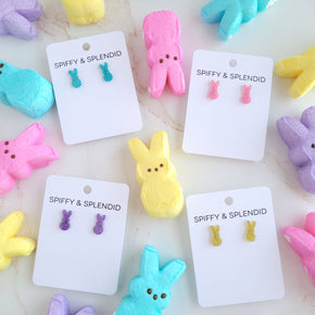 Pink Glitter Bunny Studs