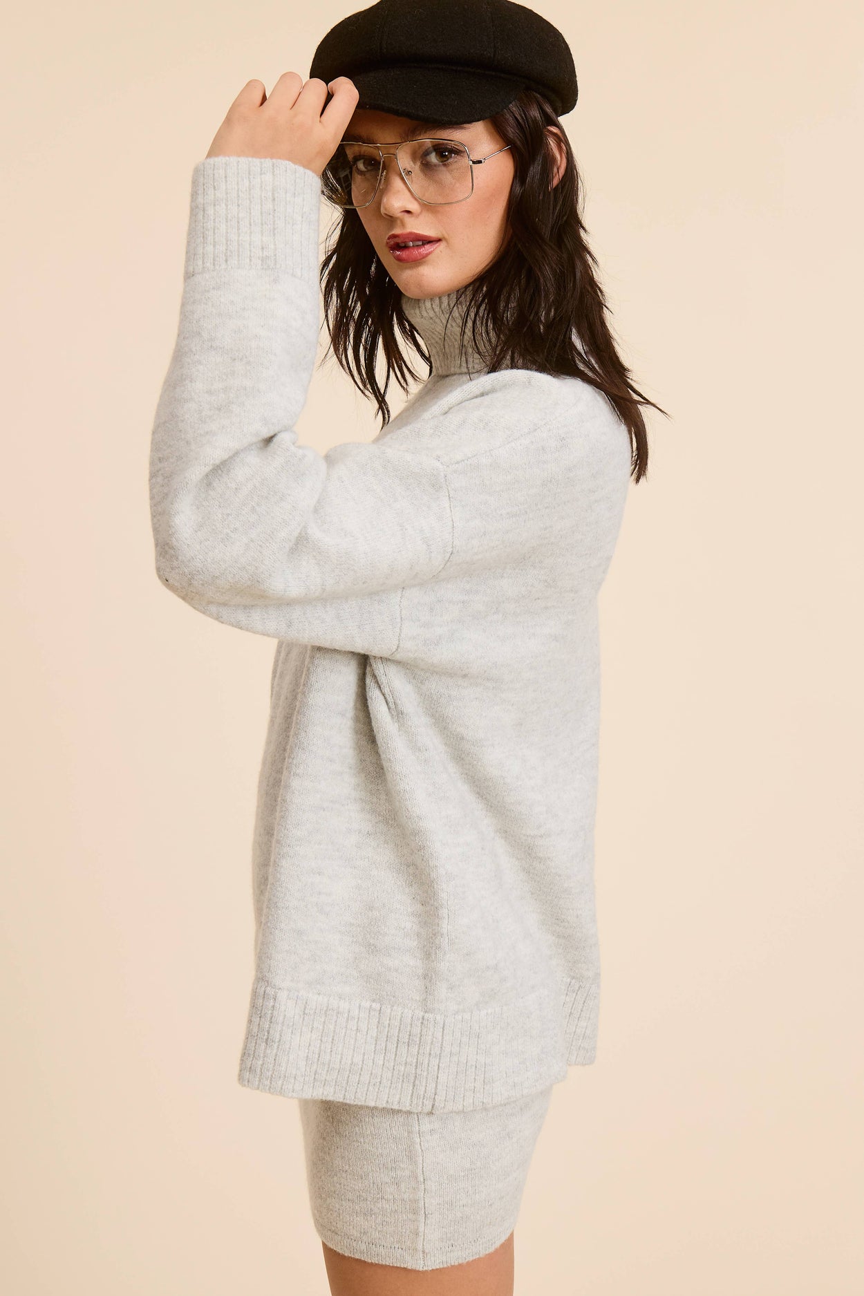 Heather Grey Knit Mini Skirt