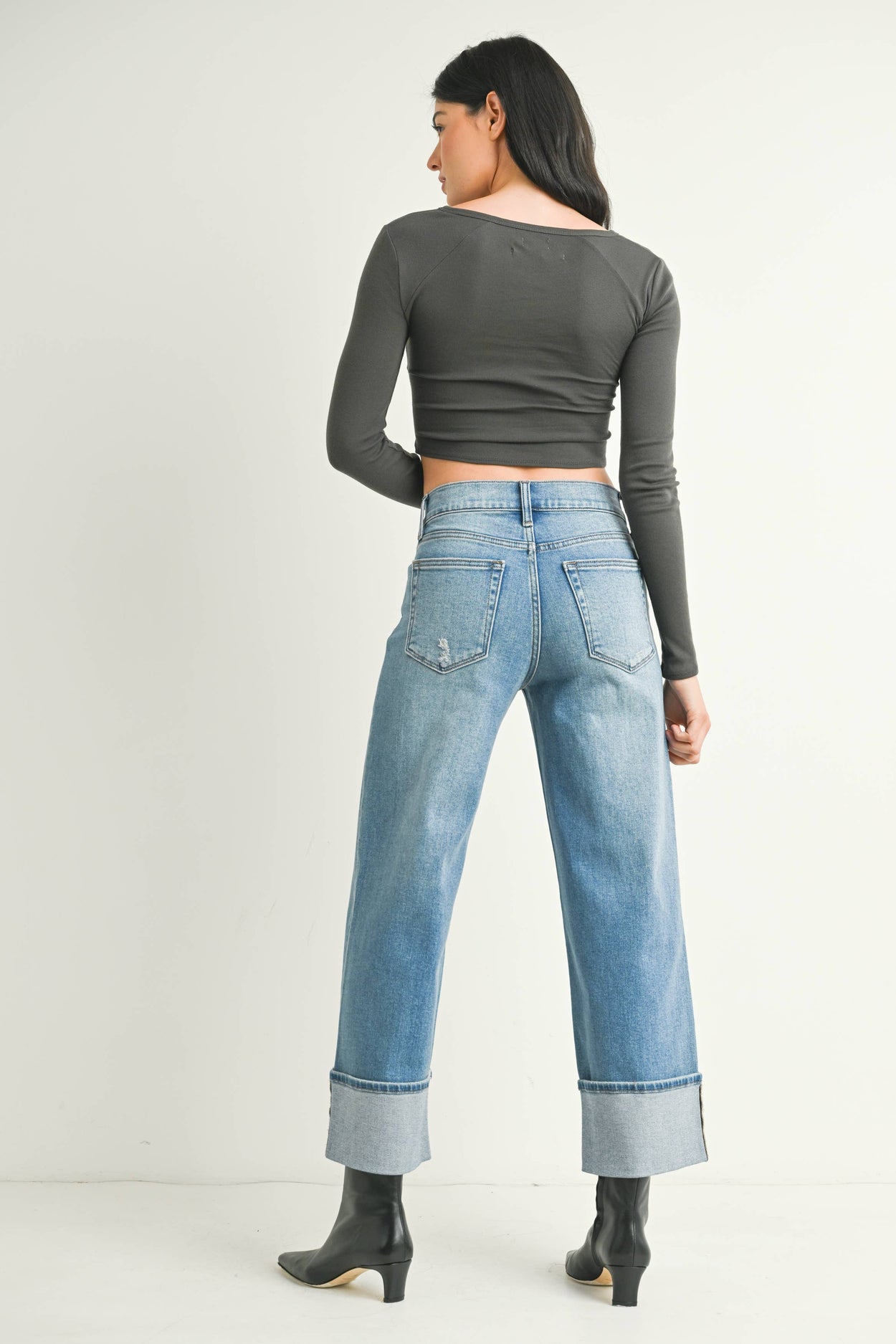 Petite Cuffed Slim Wide Jean