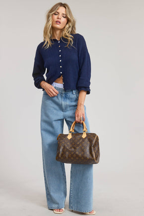 Navy Essential Button Down Cardigan