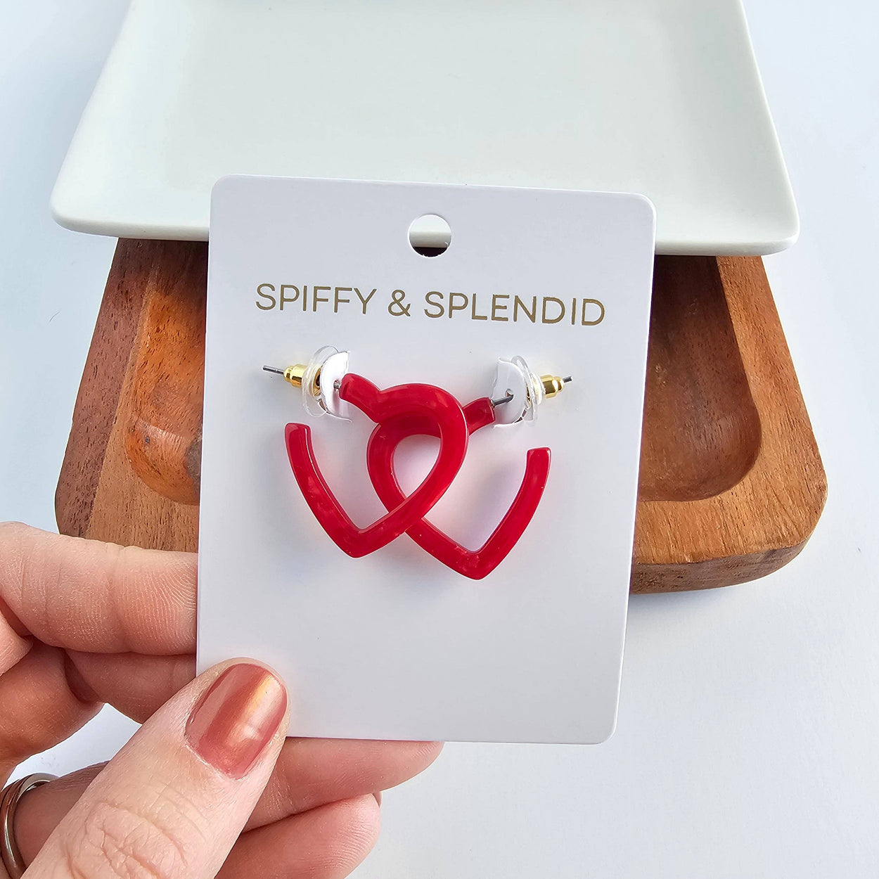 Red Mini Heart Hoops