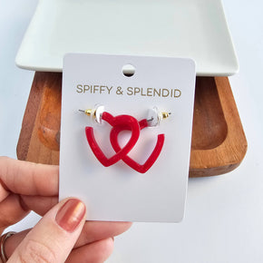 Red Mini Heart Hoops
