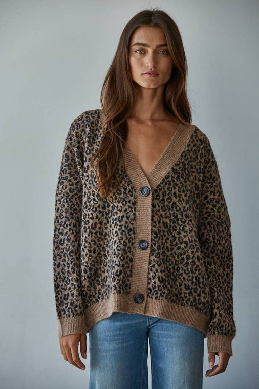 Mocha Black Animal Print Cardigan