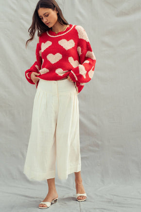 Red Oversized Heart Sweater