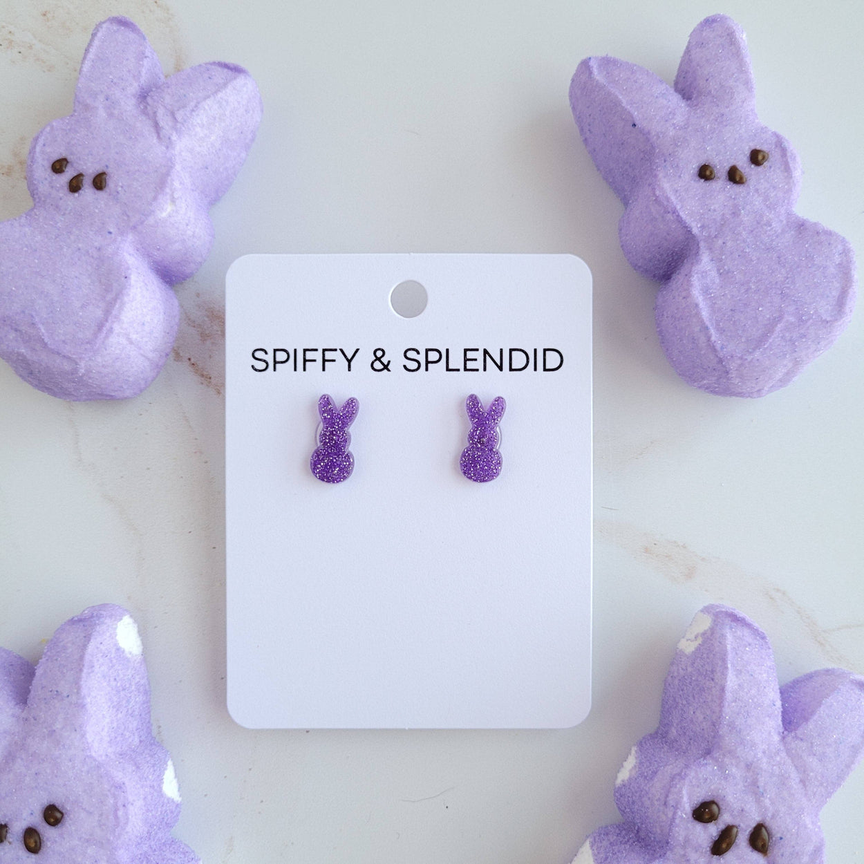 Purple Glitter Bunny Studs