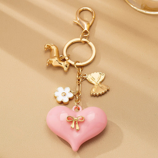 Gold Bag Charm Heart Keychain