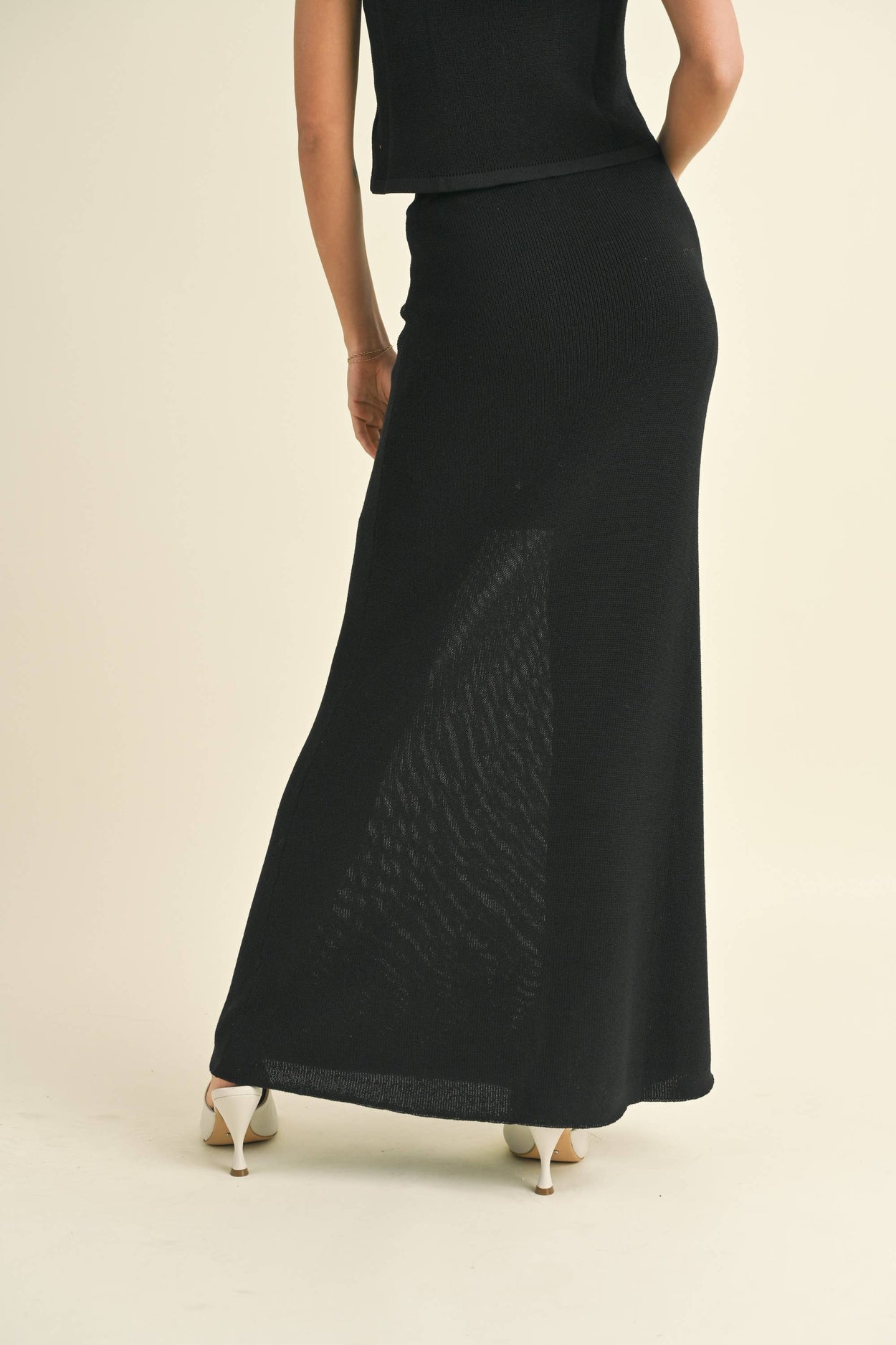 Black Knitted Maxi Skirt