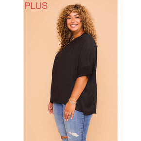 Plus Black Dolman Sleeve Top
