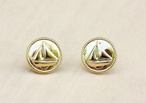 Vintage Gold Ship Studs