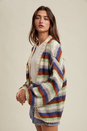 Multi-Striped Sweater Cardigan