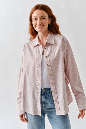 Pink Oversized Stripe Structured Shirt